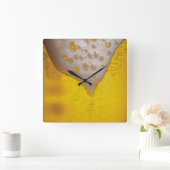 泡立て泡付きビールガラス スクエア壁時計 (ホーム)