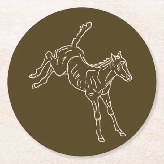 泡立て馬蹄 – 透明な線。 ラウンドペーパーコースター (正面)