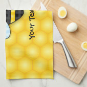 泡立て(昆虫)マルハナバチ及びハニカムアイコン キッチンタオル (四つ折り)