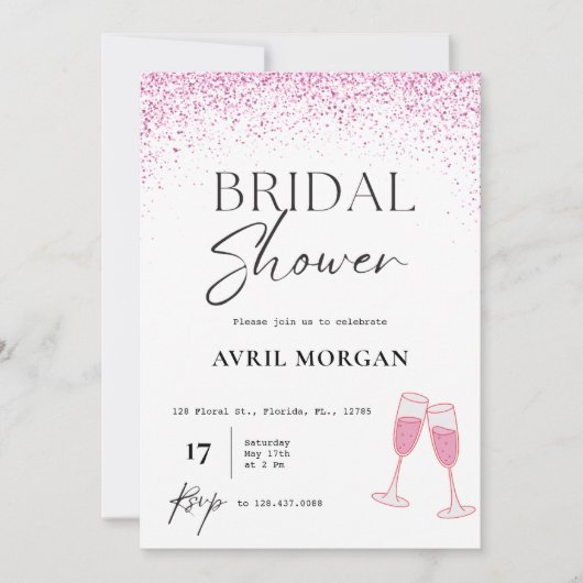 泡立ポップ・アートのち:ブライダルシャワーお祝い 招待状 (正面)