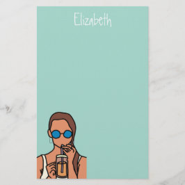 泡茶を飲む女の10代の子 便箋