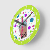 泡茶-泡背景 ラウンド壁時計 (傾斜)