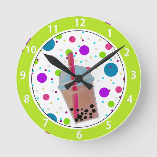 泡茶-泡背景 ラウンド壁時計 (正面)