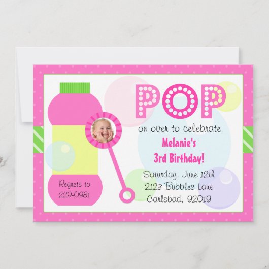 泡誕生会 招待状 (正面)