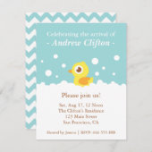 泡青色児のブライダル・シャワーとのかわいいアヒルちゃん 招待状 (正面/裏面)