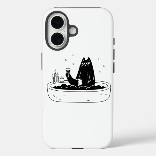 泡風呂でリラックスする黒猫 Case-Mate iPhoneケース (裏面)