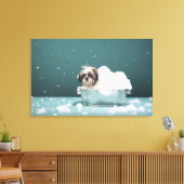 泡風呂で子犬 キャンバスプリント (インサイチュ (リビング))