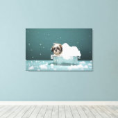 泡風呂で子犬 キャンバスプリント (インサイチュ (ウッドフロア))