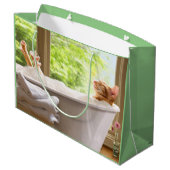 泡風呂に入った猫 ラージペーパーバッグ (裏面アングル)