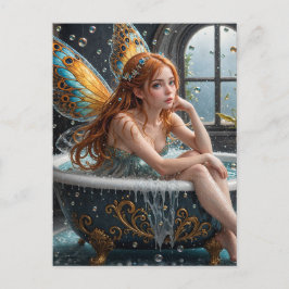 泡風呂に入った赤毛の妖精 ポストカード