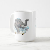 泡風呂に入る明るい象 コーヒーマグカップ (正面左)