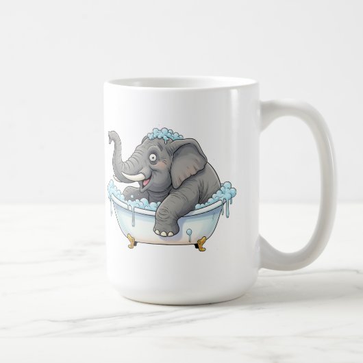 泡風呂に入る明るい象 コーヒーマグカップ (右)