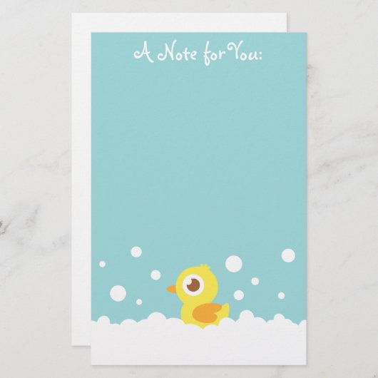 泡風呂のかわいいゴム製アヒルちゃん 便箋 (正面/裏面)