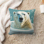 泡風呂のホッキョクグマ クッション (ブランケット)