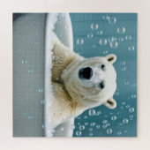 泡風呂のホッキョクグマ ジグソーパズル (横)