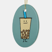 泡Bobaの真珠のミルクの茶タピオカの球 セラミックオーナメント (左)