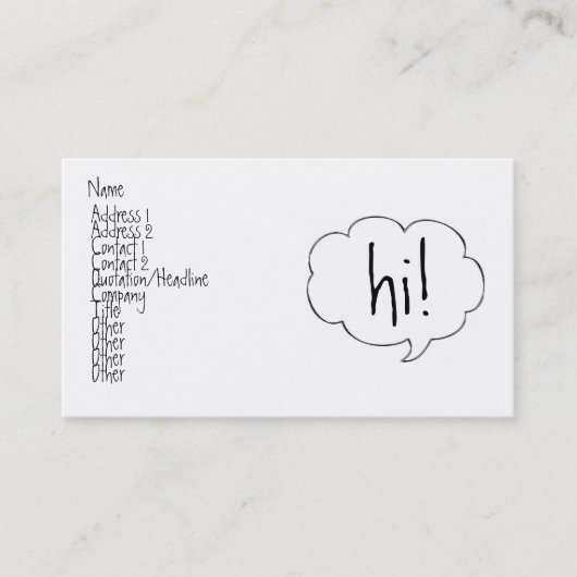 泡HI! プロフィールカード 名刺 (正面)
