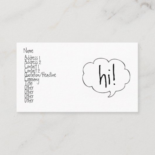 泡HI! プロフィールカード 名刺 (正面)