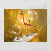 波おもしろいと泡を伴うサーフィンキリン ポストカード (正面)