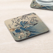 波および鳥、c.1825 (色のwoodblockのプリント) コースター (左側)
