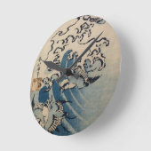 波および鳥、c.1825 (色のwoodblockのプリント) ラウンド壁時計 (傾斜)