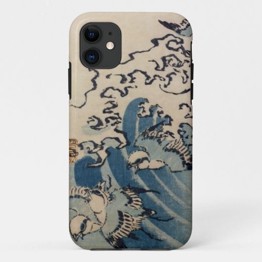 波および鳥、c.1825 (色のwoodblockのプリント) Case-Mate iPhoneケース (裏面)
