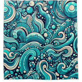 「波お洒落のウィンドウ」 シャワーカーテン