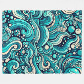 「波お洒落のウィンドウ」 フリースブランケット (正面(横))