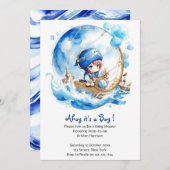 波お洒落男の子航海ののシャワー 招待状 (正面/裏面)