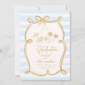 波お洒落線フレームの卒業 招待状 (正面)