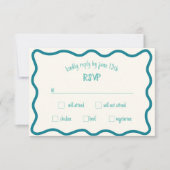 波お洒落縁ど線の青いRSVPカード 出欠カード (正面)