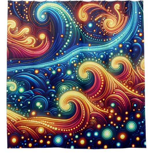 「波お洒落-鮮やか海・アート」 シャワーカーテン (正面)