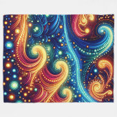 「波お洒落-鮮やか海・アート」 フリースブランケット (正面(横))