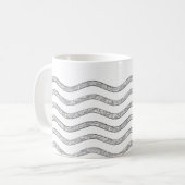 波かわいらし銀+バックグラー、文字とアイディア コーヒーマグカップ (正面左)