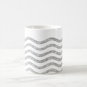 波かわいらし銀+バックグラー、文字とアイディア コーヒーマグカップ (中央)