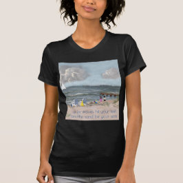 波があなたの足に打ち寄せる 2, ... 女性用 ブラック Tシャツ