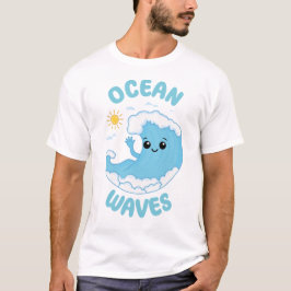 波がうごめく面白いかわいいカワイイ駄洒落サマー Tシャツ