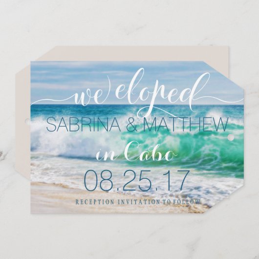 波が吹き荒れる熱帯風が駆け落ち結婚した 案内状 (正面/裏面)