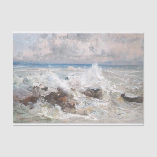 波が岩に衝突し、デコページ 薄葉紙 (正面)