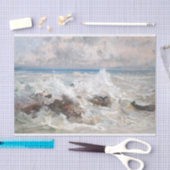 波が岩に衝突し、デコページ 薄葉紙 (クラフト)