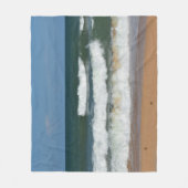 波が岸に打ち寄せる フリースブランケット (正面)