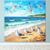 波が打ち寄せる海岸線での海 キャンバスプリント (インサイチュ (ウッドフロア))