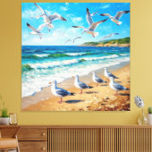 波が打ち寄せる海岸線での海 キャンバスプリント (インサイチュ (リビング))