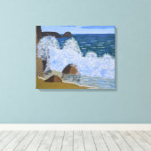 波が浜辺で砕ける キャンバスプリント (インサイチュ (ウッドフロア))