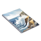 波が砕ける情景 | 岩だらけの海岸 水彩画 ノートブック (右側)