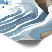 波が砕ける風景 | 岩だらけの海岸 水彩画 ポスター (角)
