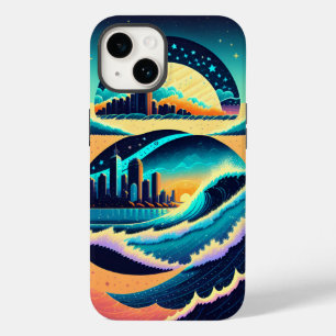 波が都市のライトをクラッシュする夜のボストン Case-Mate iPhone 14ケース