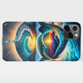 波が都市のライトをクラッシュする夜のボストン iPhoneケース (裏面横)