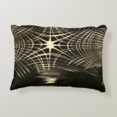 波で繰り返される交差カーキ線 アクセントクッション (裏面)