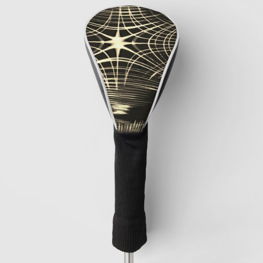 波で繰り返される交差カーキ線 ゴルフヘッドカバー (正面)